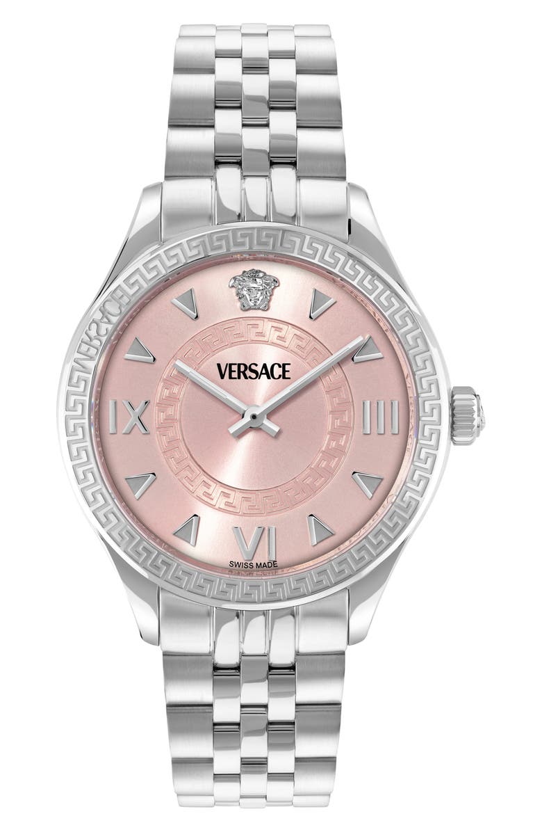 Versace Hellenyium Bracelet Watch, 35mm, Main, color, Pink/ Stainless Steel