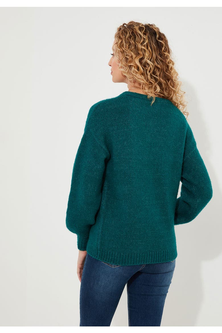 Cozy V-Neck Pullover Sweater, Alternate, color, TEAL