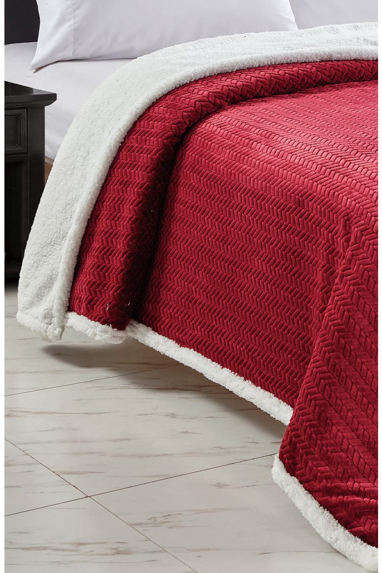 Jacquard Braided Throw Blanket, Alternate, color, BURGUNDY