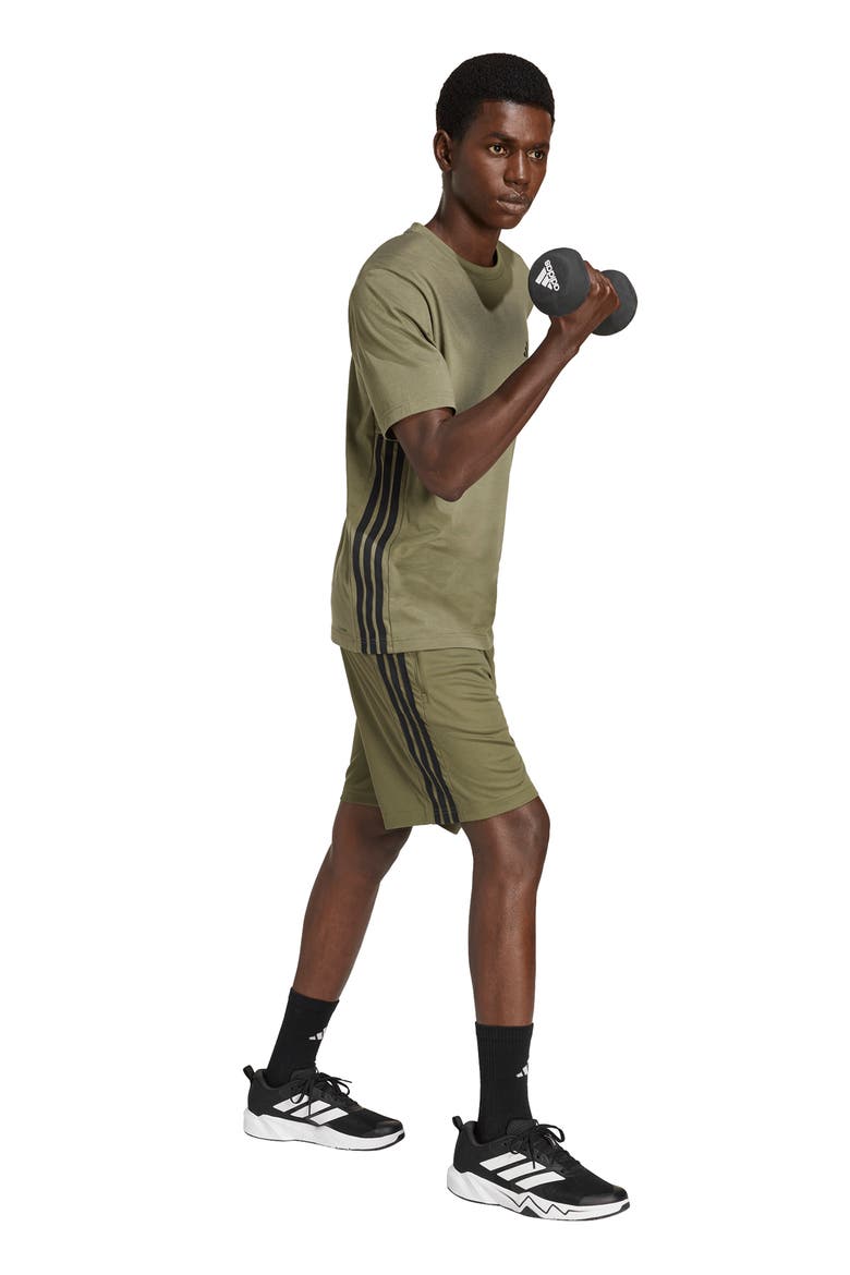 3-Stripes Performance Training Shorts, Alternate, color, OLIVE STRATA/ BLACK