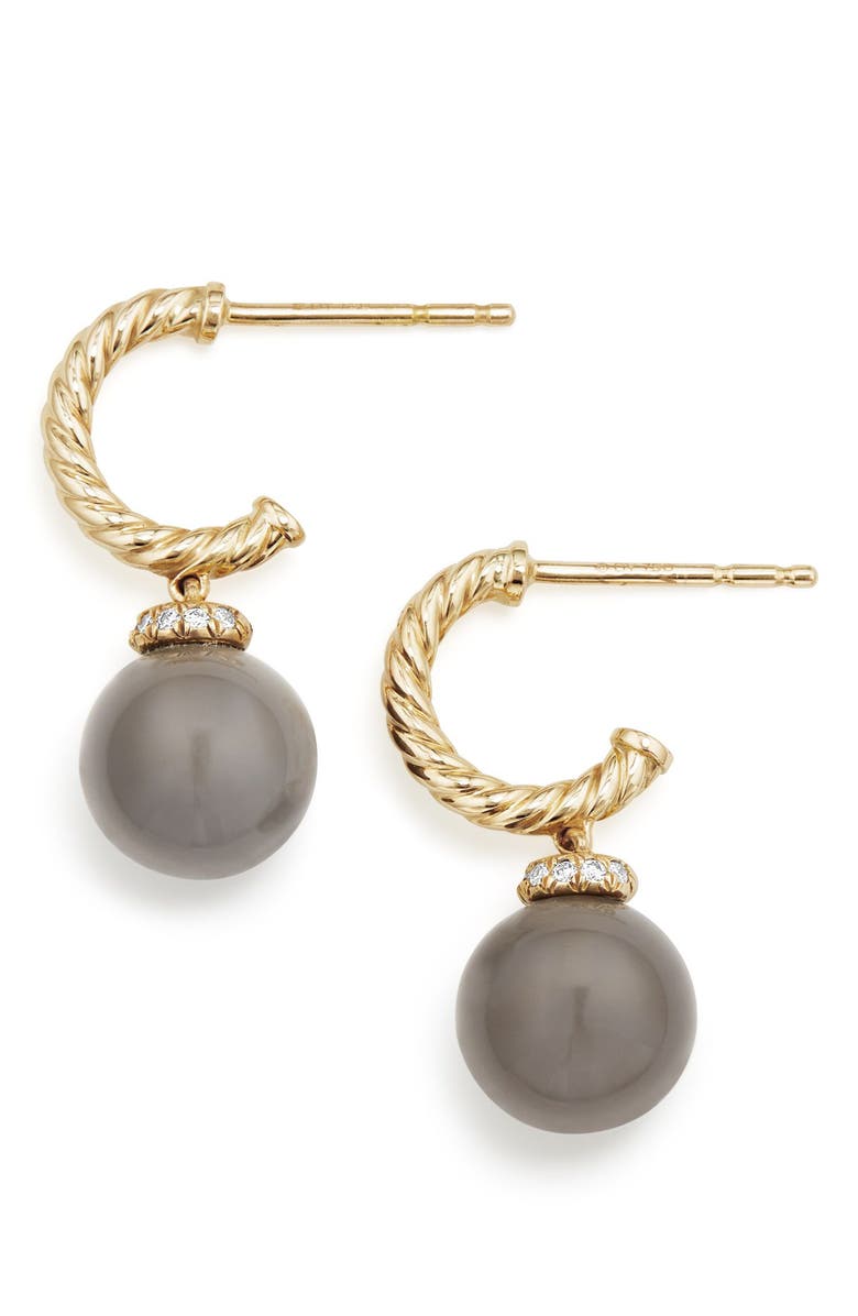 David Yurman Solari Hoop Earrings with Diamonds and Genuine Pearl, Alternate, color,