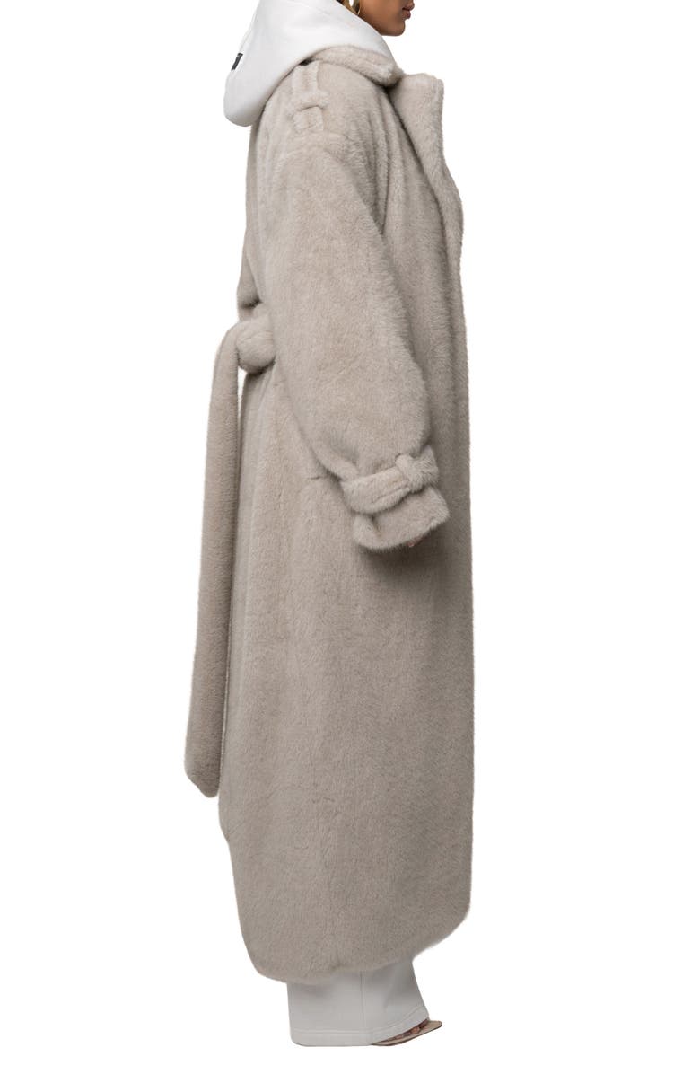 JLUXLABEL Uptown Belted Faux Fur Longline Coat, Alternate, color, Gray