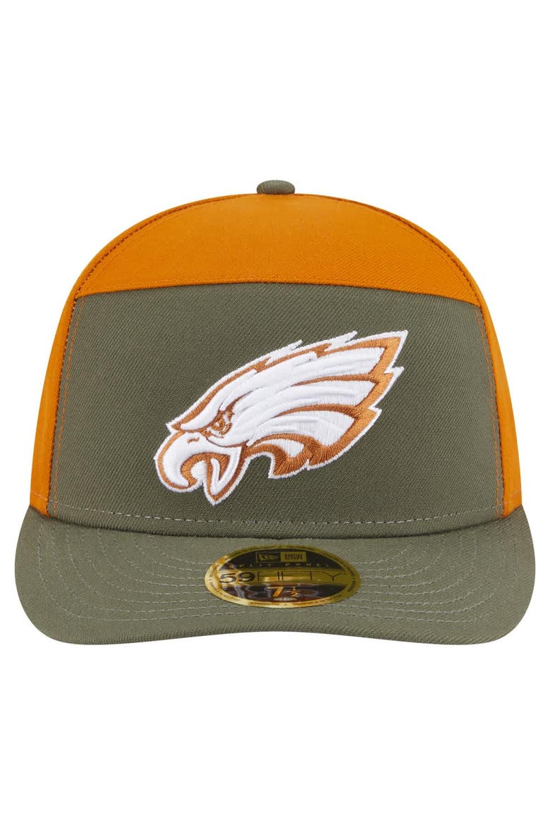 Men's New Era Olive/Brown Philadelphia Eagles Two-Tone Color Pack Split Panel 59FIFTY Fitted Hat, Alternate, color, Olive