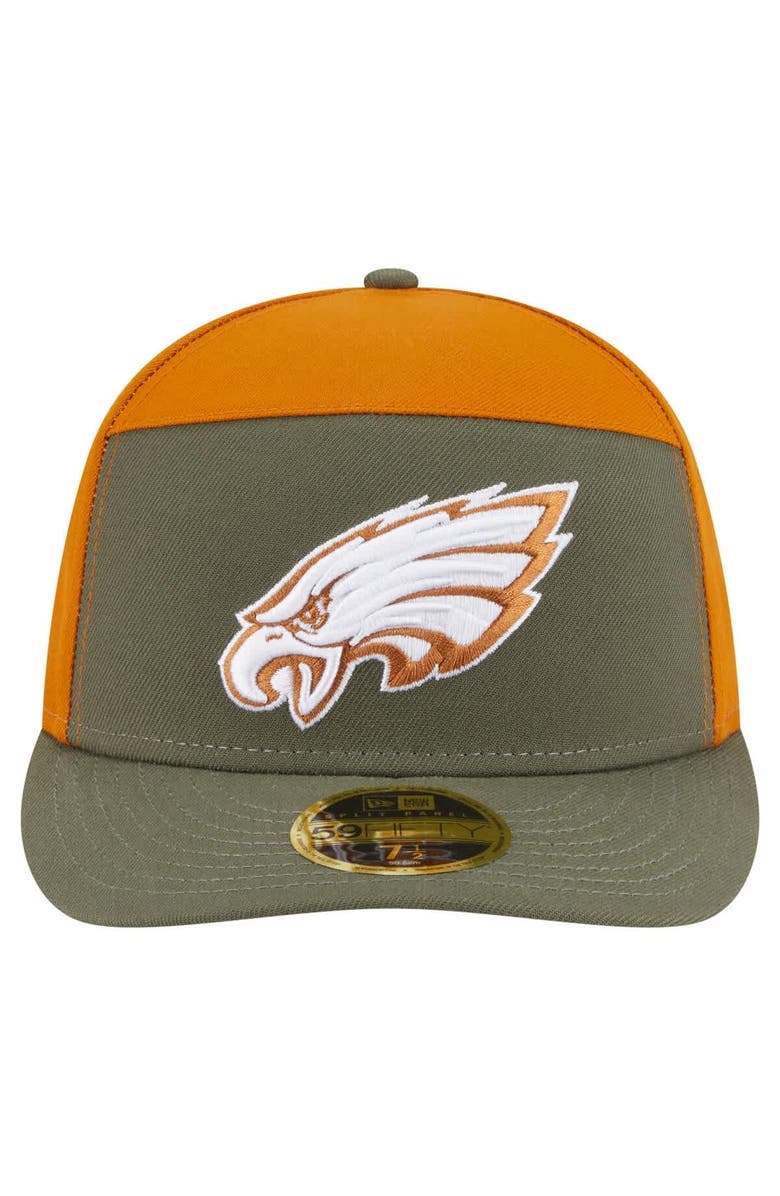 New Era Men's New Era Olive/Brown Philadelphia Eagles Two-Tone Color Pack Split Panel 59FIFTY Fitted Hat, Alternate, color, Olive