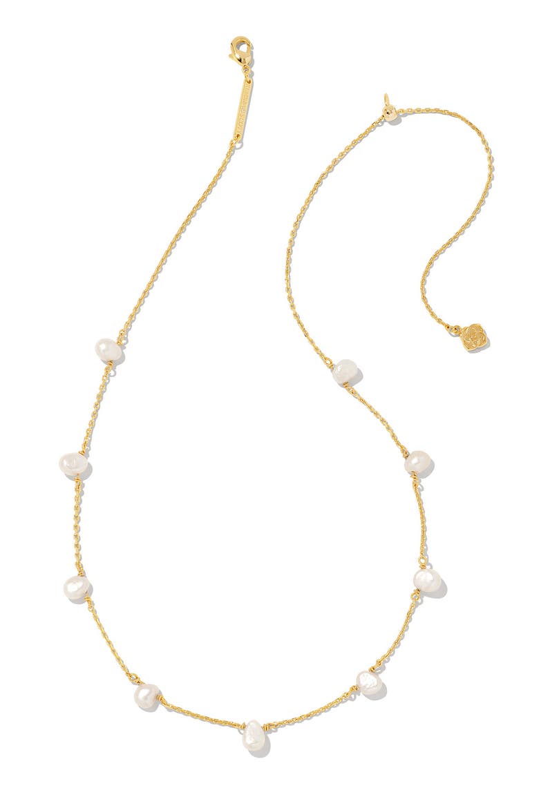 Leighton Cultured Pearl Station Necklace, Main, color, GOLD WHITE PEARL