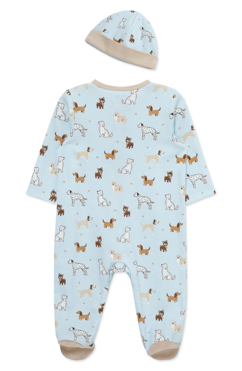 Little Me Dog Show Cotton Footie & Hat Set, Alternate, color, Blue