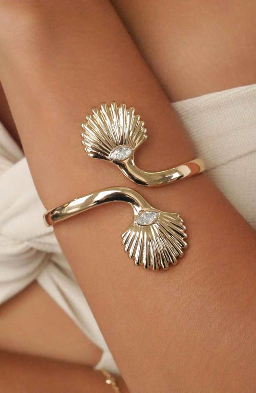 Ettika Santorini Cubic Zirconia Shell Cuff Bracelet In Gold