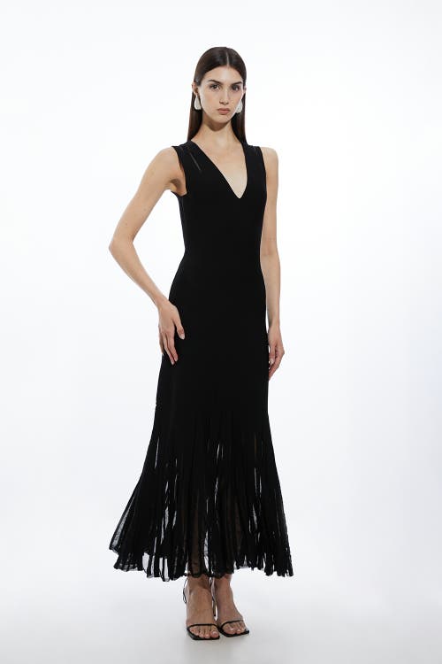 Karen Millen Sheer Skirt Maxi Knit Dress In Black