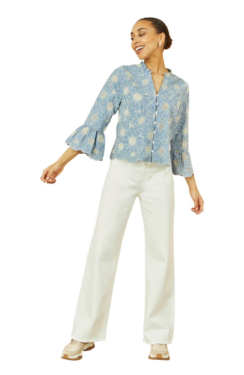 Yumi Daisy Broderie Shirt, Main, color, Blue