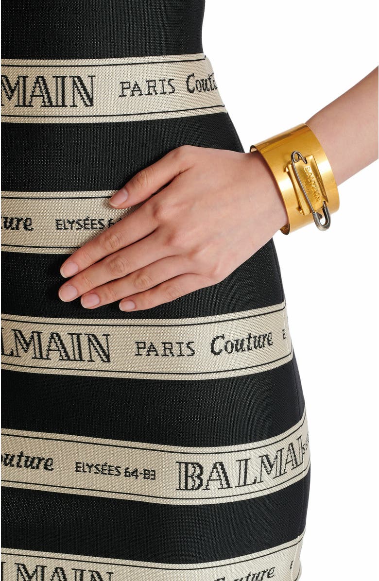 Balmain Brass Safety Pin Bracelet, Alternate, color,
