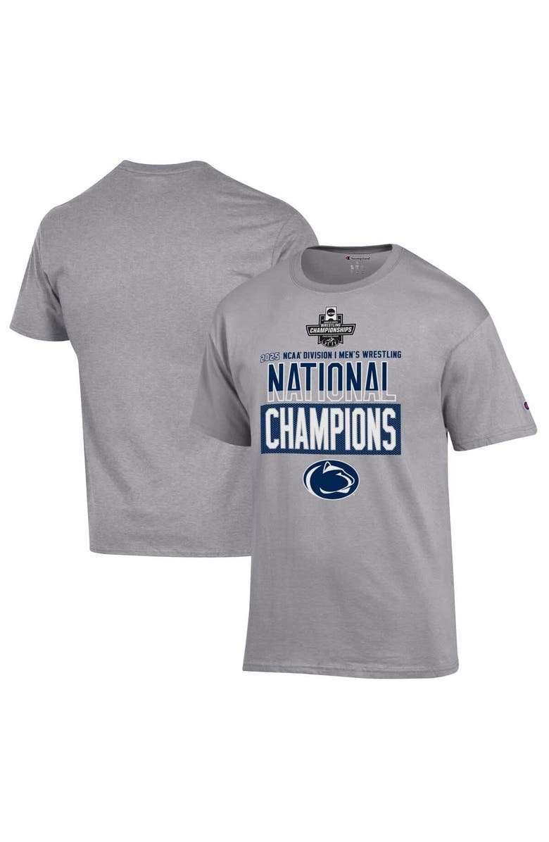 Champion Men's Champion Gray Penn State Nittany Lions 2025 NCAA Wrestling National Champions Locker Room T-Shirt, Main, color,