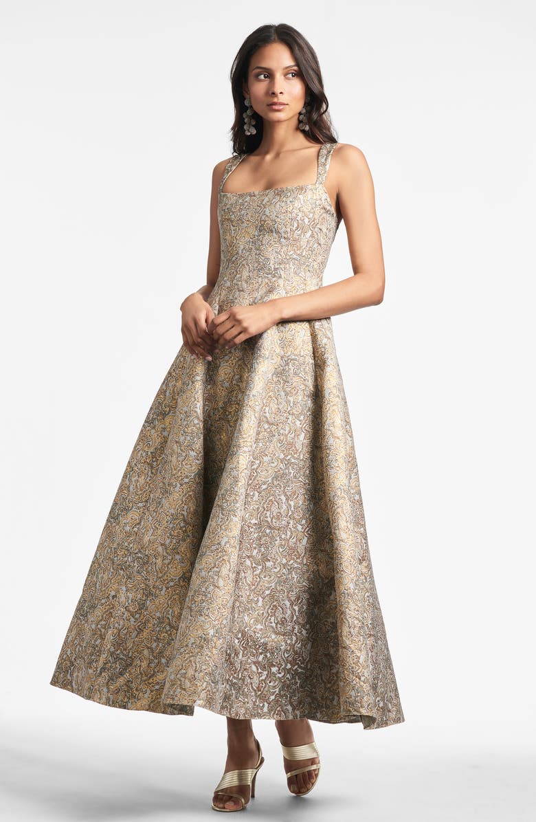 Sachin & Babi Audrey Metallic Floral Embroidery Gown, Alternate, color, 