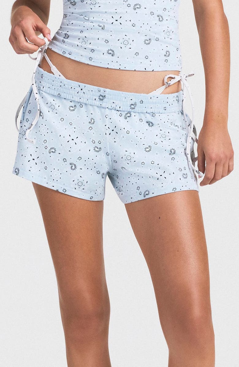 SKIMS Stretch Cotton Jersey Shorts, Main, color, Powder Blue Bandana