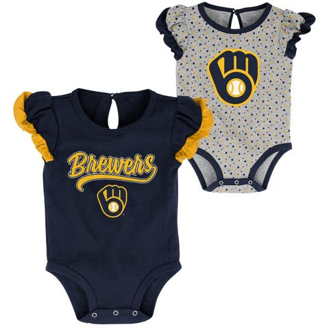 Newborn & Infant Navy/Heathered Gray Milwaukee Brewers Scream & Shout Two-Pack Bodysuit Set