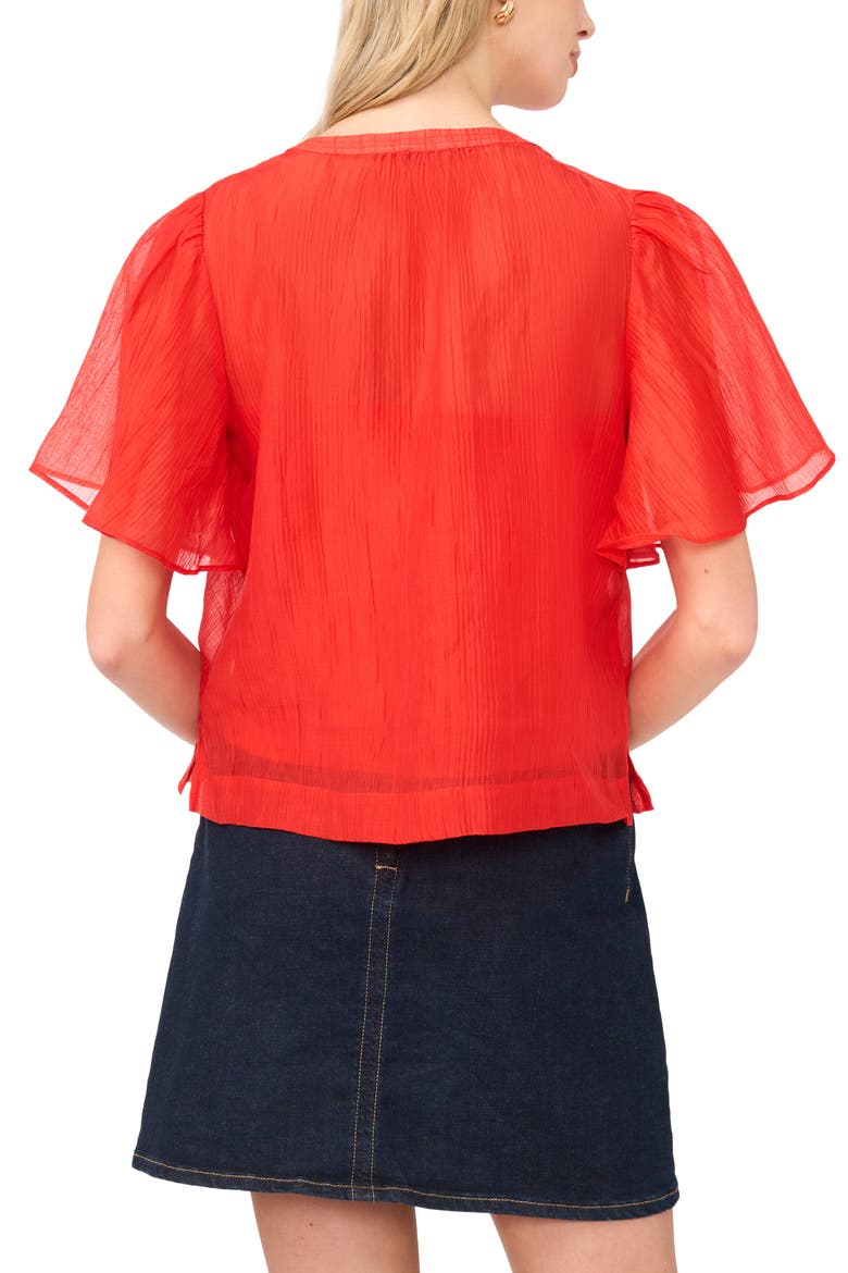 Flutter Sleeve Pleated Top, Alternate, color, LOBSTER RED
