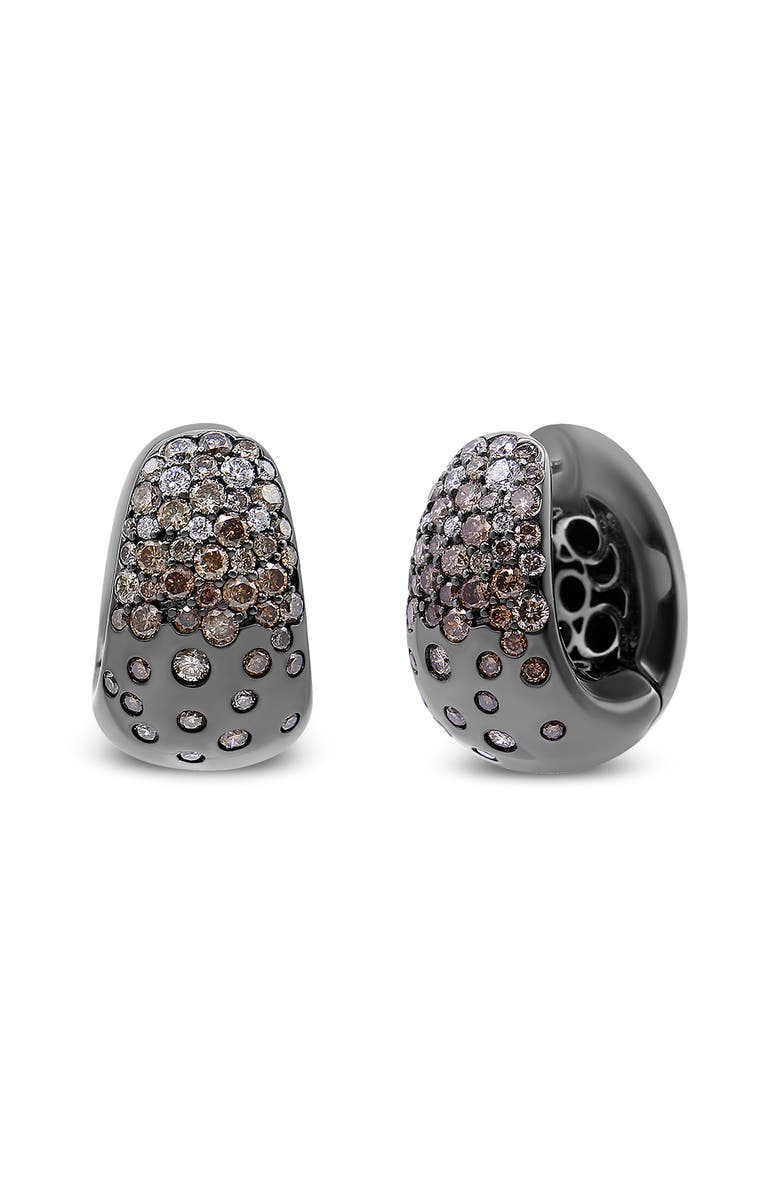 Haus of Brilliance 18K White Gold 2 1/4 Cttw Diamond Huggy Hoop Earring, Alternate, color, Black