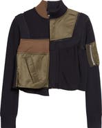 Sacai Patchwork Mixed Media Crop Jacket