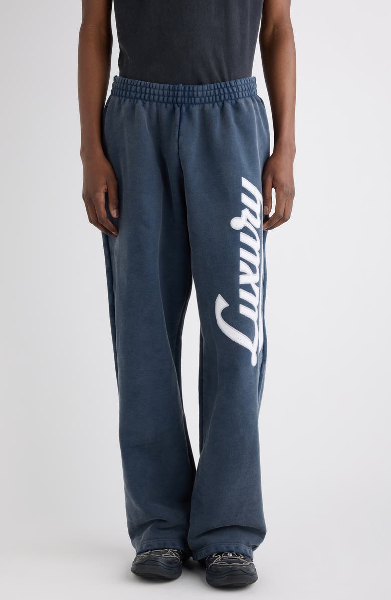 Balenciaga Baggy Sweatpants, Main, color, 8593 Washed Navy/ White