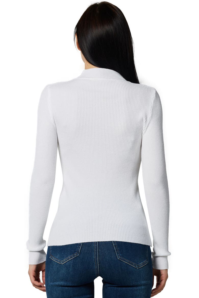 Slim Fit Ribbed Mock Neck Sweater Top, Alternate, color, White