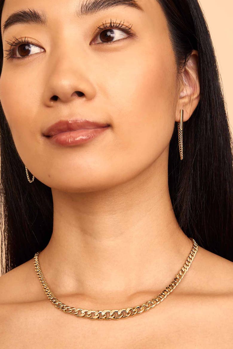 14K Yellow Gold Carmine Curb Bar Drop Earrings, Alternate, color, Yellow Gold