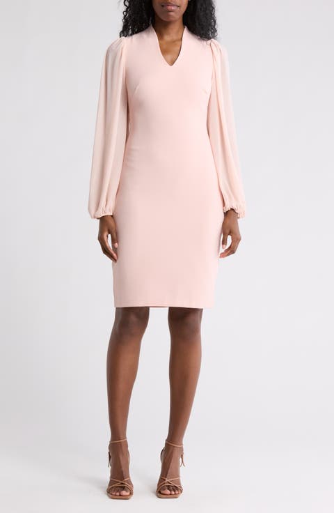 Chiffon Long Sleeve Crepe Dress