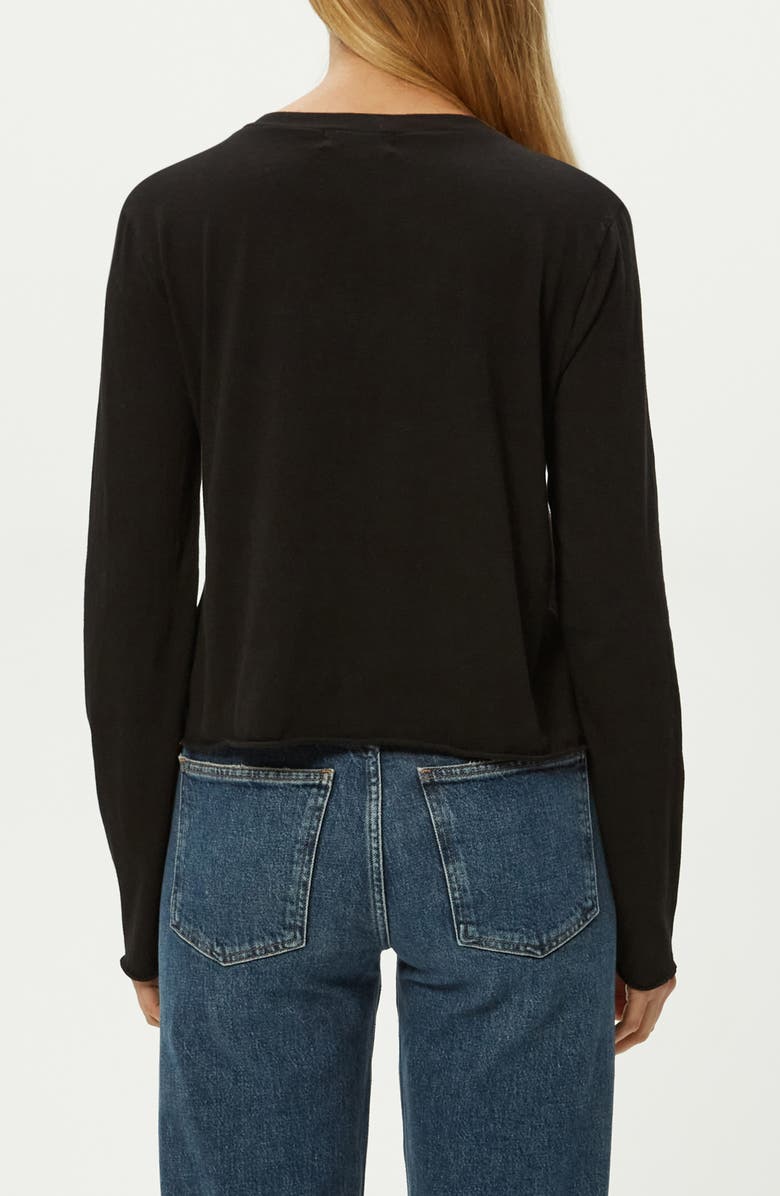 Michael Stars Aiko Rolled Edge Long Sleeve Cotton T-Shirt, Alternate, color, Black