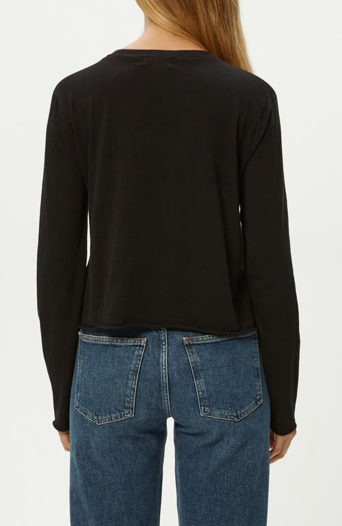 Michael Stars Aiko Rolled Edge Long Sleeve Cotton T-shirt In Black