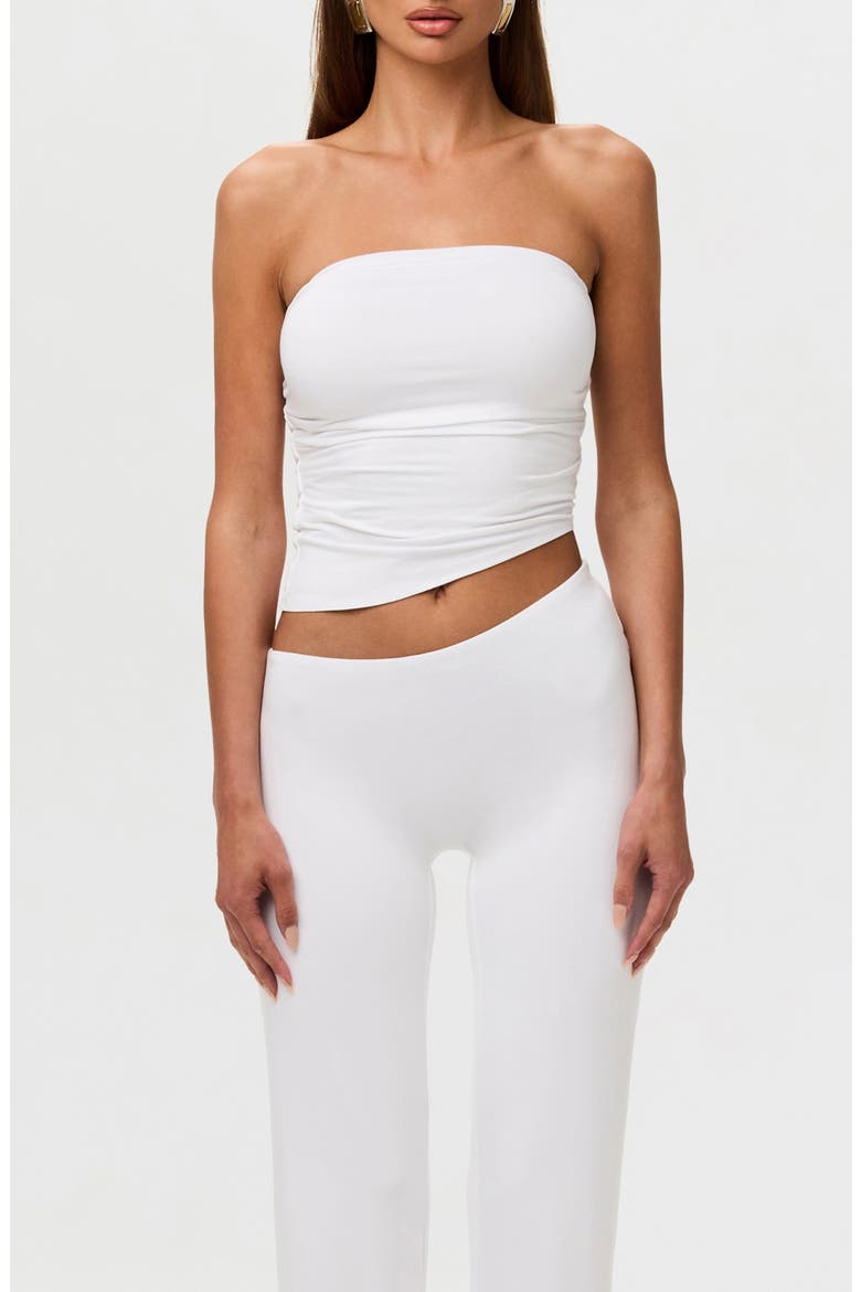 Strapless Asymmetric Hem Tube Top, Alternate, color, WHITE