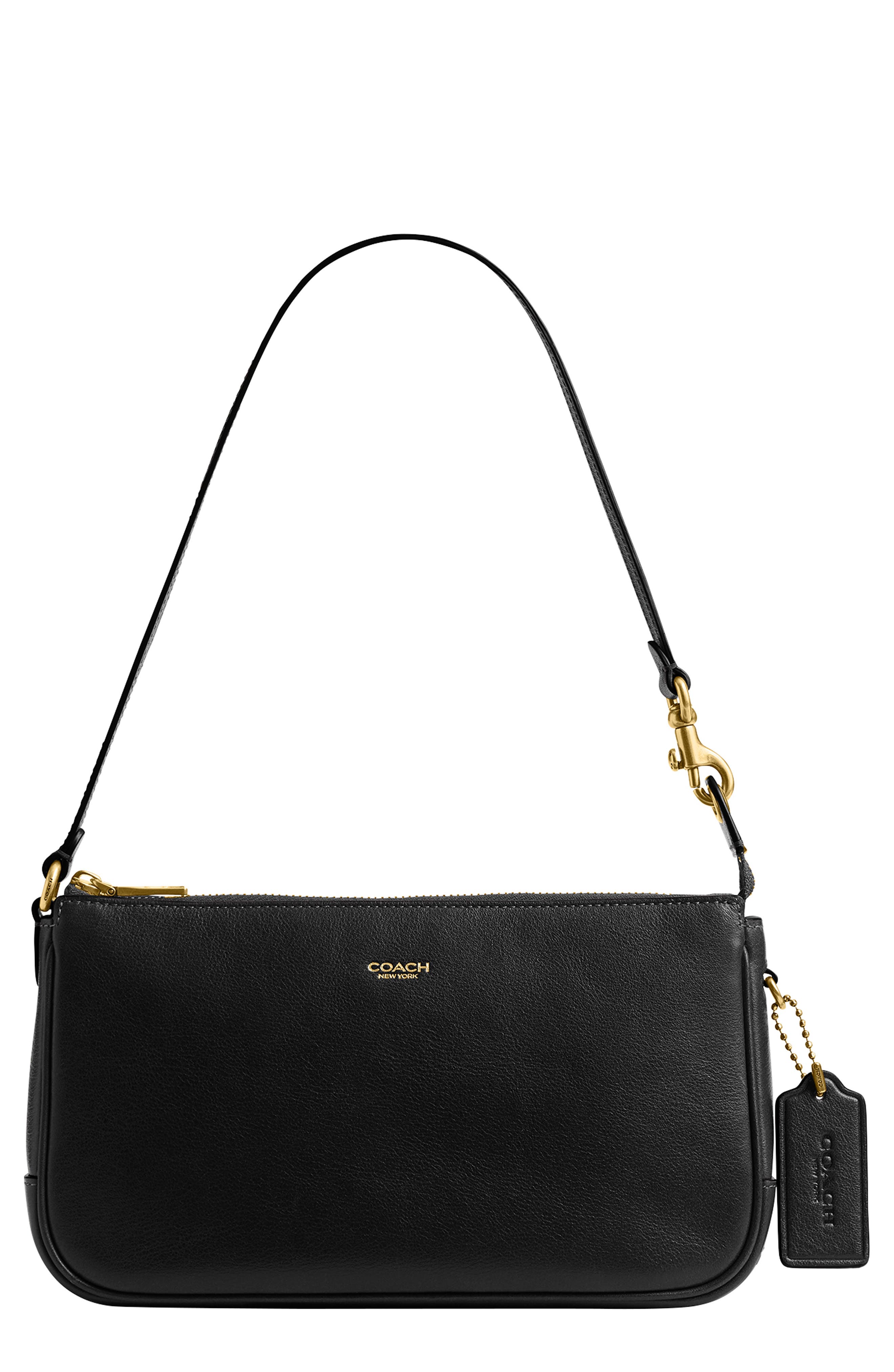 COACH Plaza Natural Grain Leather Shoulder Bag, Main, color, 