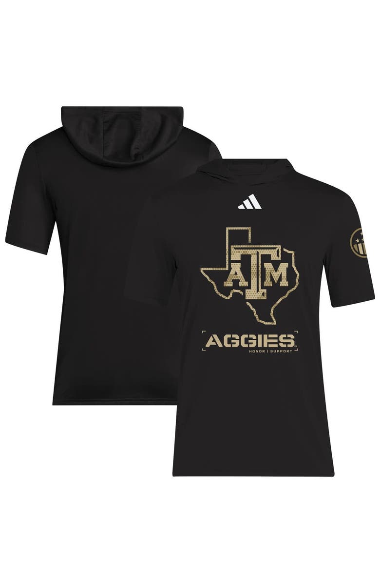 adidas Men's adidas Black Texas A&M Aggies 2025 Military Appreciation AEROREADY Hooded T-Shirt, Main, color, Black