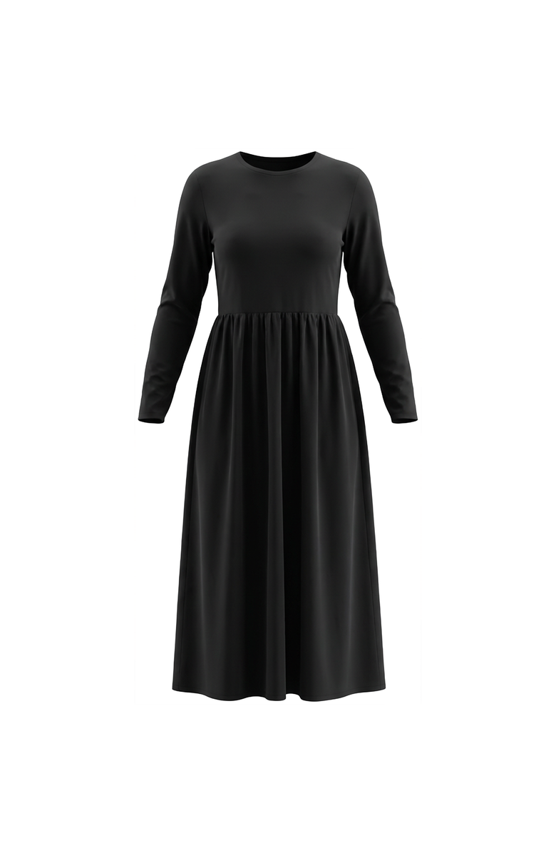Noni Woven Long Sleeve Side Pocket Midi Dress, Main, color, Black