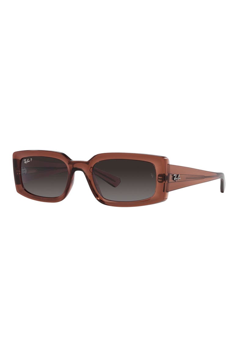 Kiliane 54mm Gradient Polarized Rectangular Sunglasses, Alternate, color, BROWN/ GREY