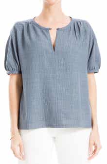 Short Sleeve Split Neck Blouse