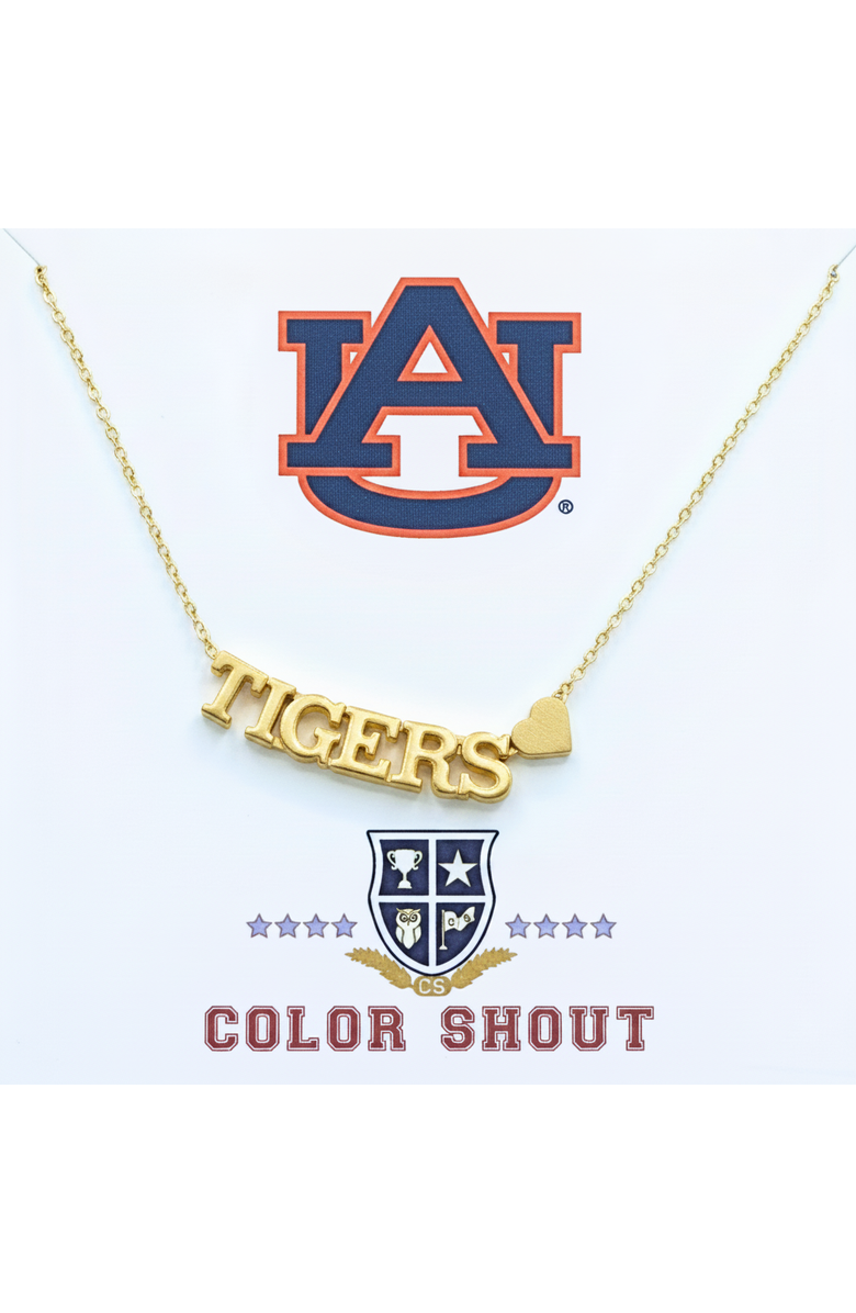Color Shout Auburn University Gold Heart Necklace, Main, color, Yellow Gold