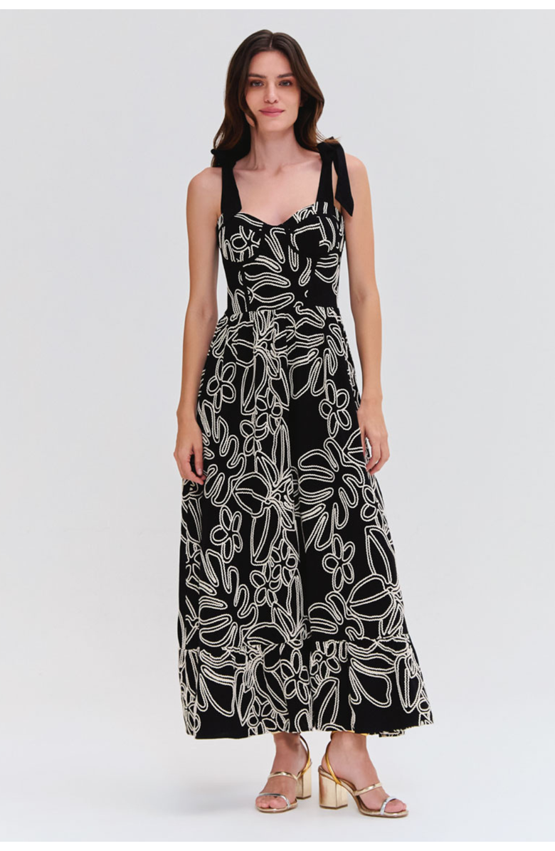 PatBO Asas Linen Lace Midi Dress, Main, color, 