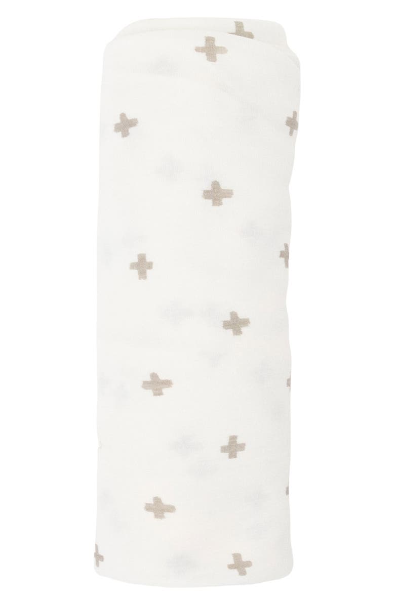 little unicorn Stretch Knit Swaddle, Alternate, color, Grey Cross