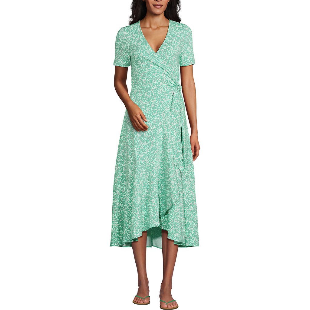 LANDS' END LANDS' END COTTON MODAL VNECK WRAP MINI DRESS