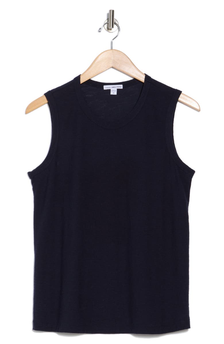 James Perse Slub Cotton Muscle Tank, Alternate, color, Blue Oil