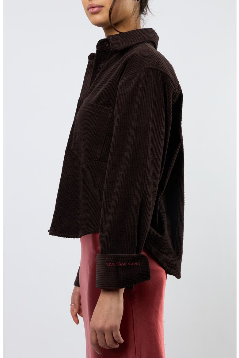 The Odyssey Crop Corduroy Shirt, Alternate, color, BROWN