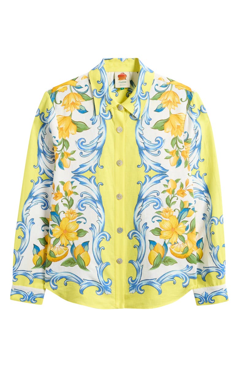 FARM Rio Sicily Scarf Linen Blend Button-Up Shirt, Alternate, color, Off-White