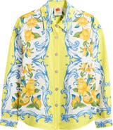 FARM Rio Sicily Scarf Linen Blend Button-Up Shirt