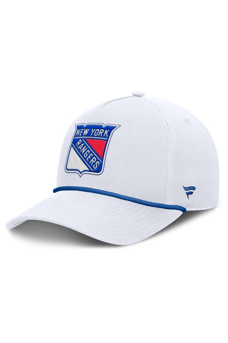 Men's Fanatics White New York Rangers Rope A-Frame Adjustable Hat, Main, color, White