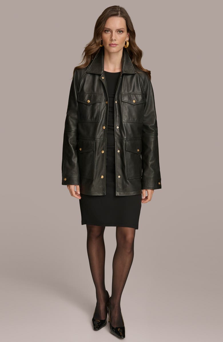 Donna Karan New York Leather Field Jacket, Alternate, color, 