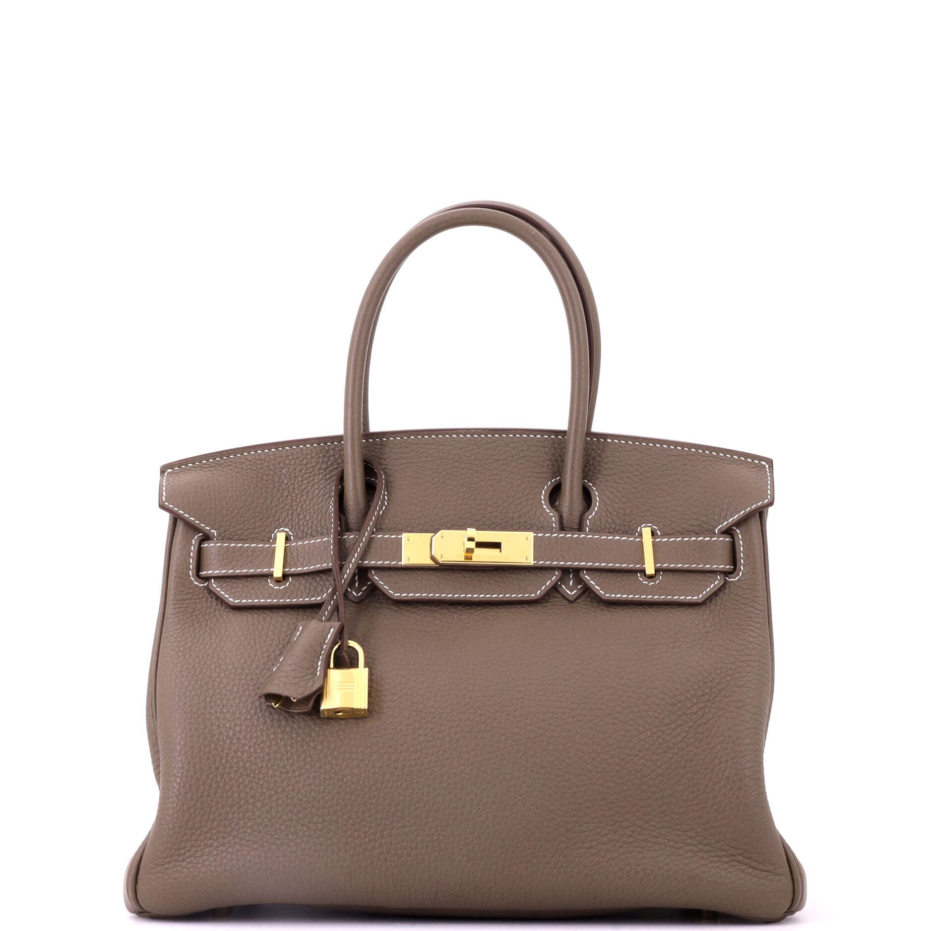 Pre-Owned Hermes Birkin Handbag Grey Togo with Gold Hardware 30, Main, color, Etoupe