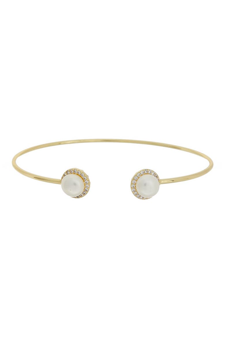 Imitation Pearl & Cubic Zirconia Cuff Bangle, Main, color, YELLOW 1040