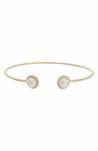 Imitation Pearl & Cubic Zirconia Cuff Bangle
