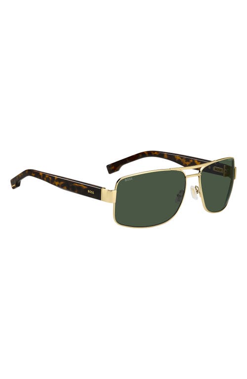 Hugo Boss Boss 62mm Oversize Polarized Navigator Sunglasses In Gold/green Polar
