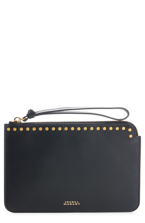 Oskan Stud Leather Flat Pouch