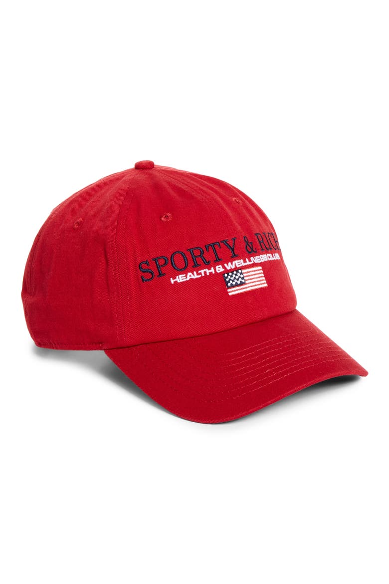 Nautical Embroidered Baseball Cap, Main, color, RUBY