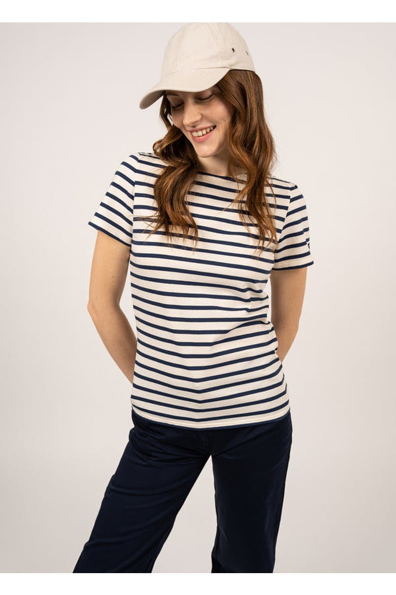 ETRILLE II - Short Sleeve Breton Stripe Tee, Alternate, color, ecru/navy